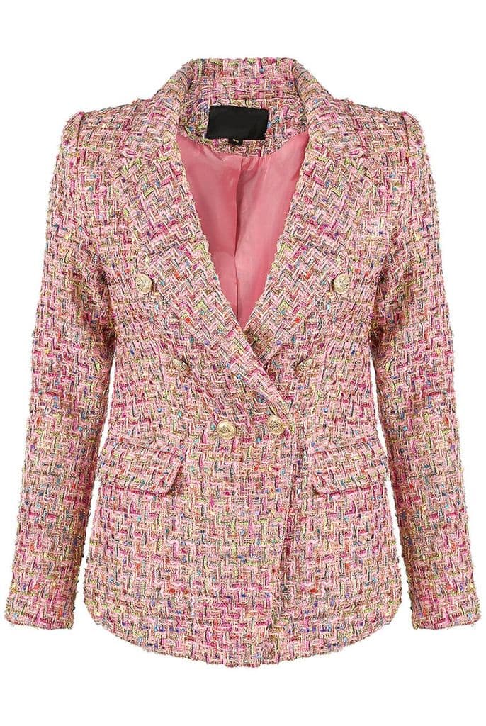 Pink Boucle Tweed Blazer