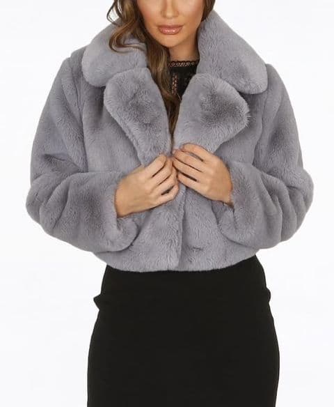 Selena Fur Jacket Grey