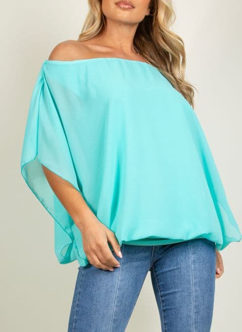 Tilly Chiffon Oversized Magic Top Turquoise