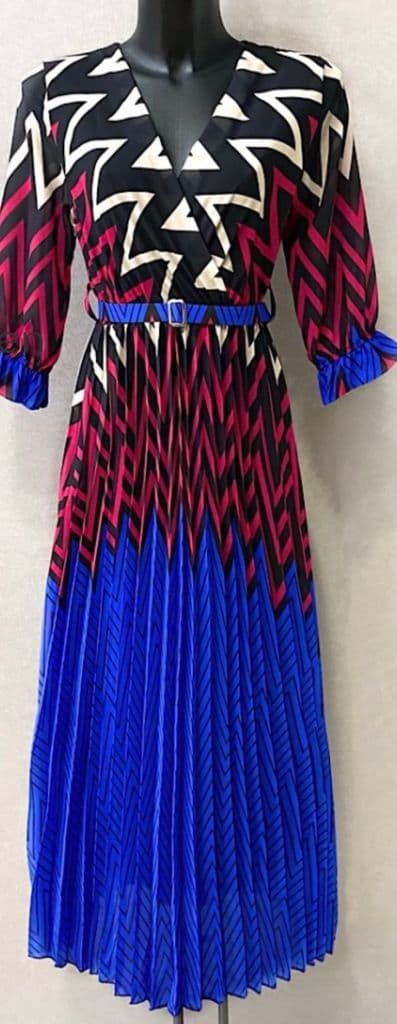 Zutti Zigzag Maxi Wrap Dress Blue Multi