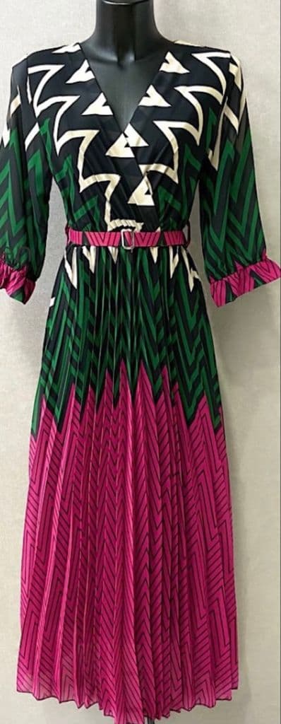 Zutti Zigzag Maxi Wrap Dress Pink Multi