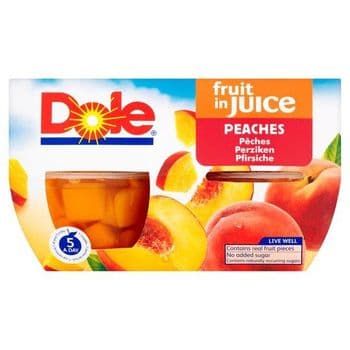 Dole Fruit Bowl Peaches In Juice 4X113g