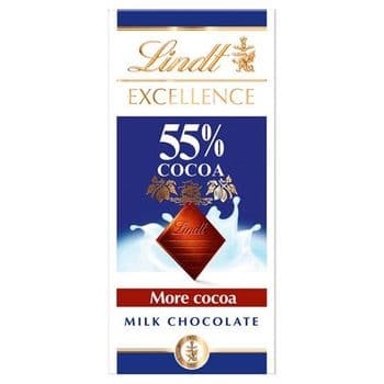 Lindt Excellence 55% Milk Chocolate Cocoa Bar 80G