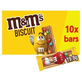 M&M's Chocolate Biscuit Bar 10Pack Multipack 198G