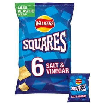 Walkers Squares Salt & Vinegar Snacks 6X22g