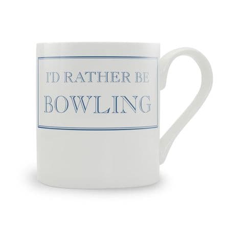 "I'd Rather Be Bowling" Blue fine bone china mug from Stubbs Mugs