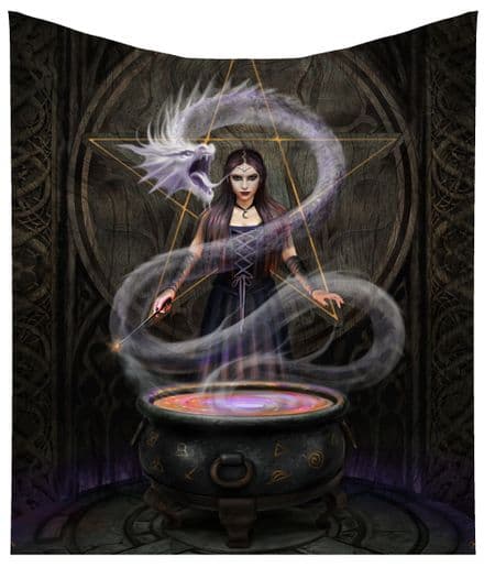 Anne Stokes The Summoning Witchcraft Dragon Cauldron Throw Blanket
