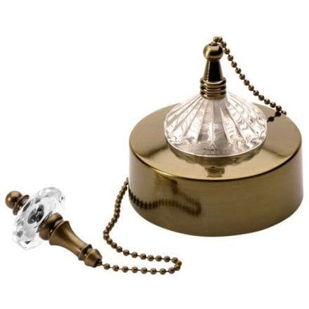 Antique Brass/Crystal Decorative Bathroom Pull Switch FPK3-XT-50