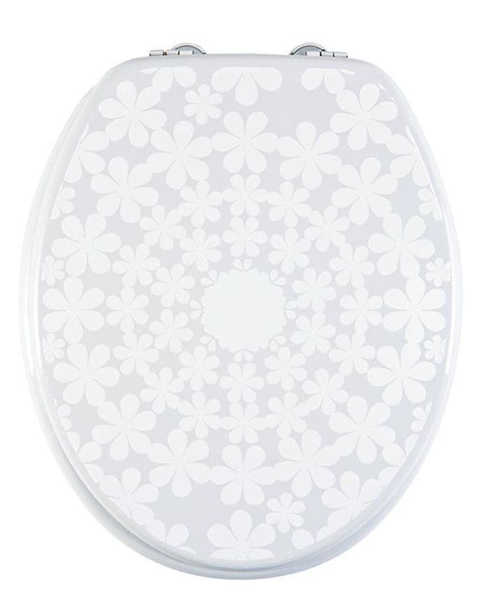 NOVELTY DESIGNS PRINT TOILET SEAT MDF WC LOO SEAT STRONG SILVER HINGES W FITTING 
