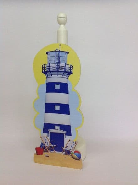 Blue & White Lighthouse Spare Kitchen Roll Holder