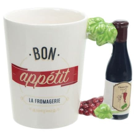Bon Appétit La Fromagerie Wine Bottle Handle Shaped Mug