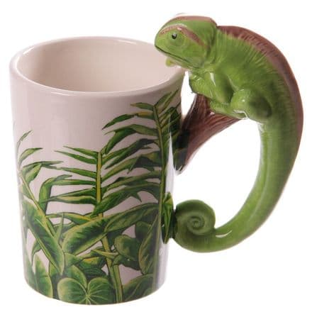 Chameleon Shaped Handle Mug with Safari Decal