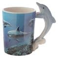 Dolphin Underwater Decal Ceramic Shaped Handle Mug