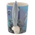 Dolphin Underwater Decal Ceramic Shaped Handle Mug