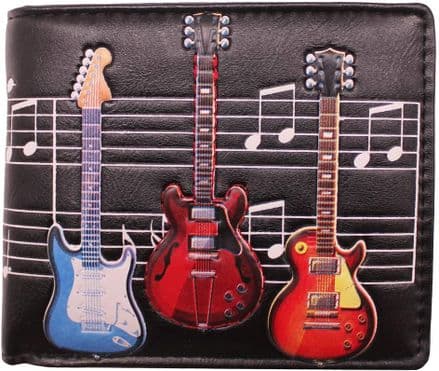 Electric Guitars Embossed Music Wallet Black 11cm
