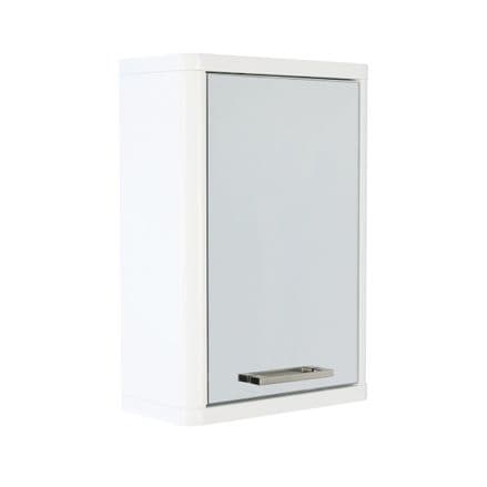 Gloss White Single Door Mirrored Bathroom Cabinet