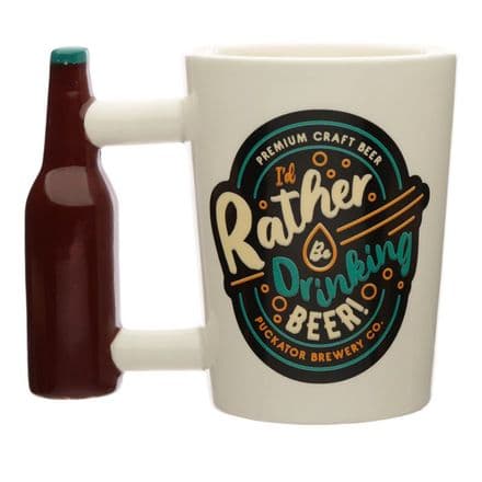 I'd Rather Be Drinking Beer Ceramic Shaped Handle Mug
