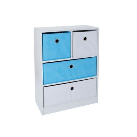 Jazz 2 + 2 Drawer Storage Unit with White & Blue Drawers