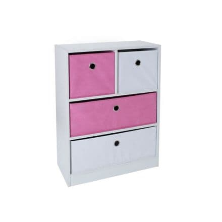 Jazz 2 + 2 Drawer Storage Unit with White & Pink Drawers