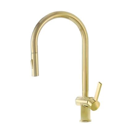 JTP Vos Brushed Brass Single Lever Pull Out Kitchen Sink Mixer