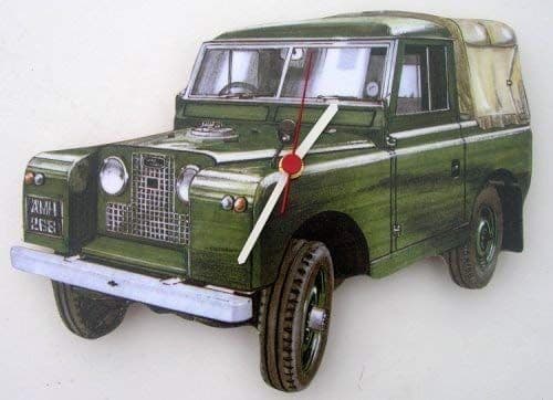 Land Rover car novelty wooden wall clock British made from Lark Rise 