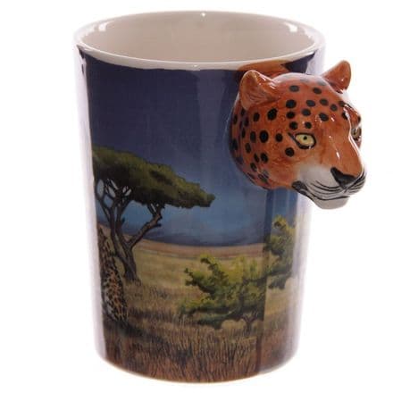Leopard Shaped Handle Mug with Decal