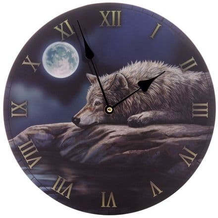 Lisa Parker Quiet Reflection Wolf Picture Wall Clock
