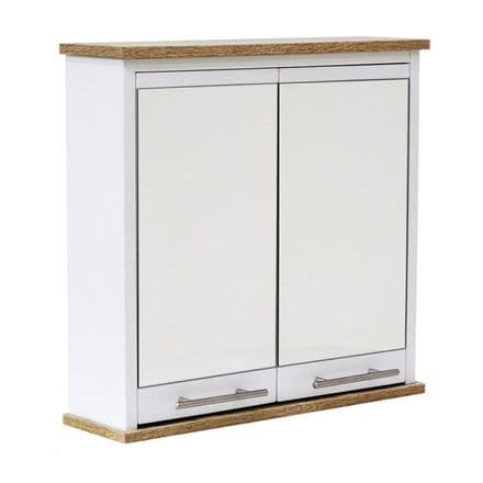 New Hampshire White and Oak Effect Two Mirror-Door Bathroom Cabinet