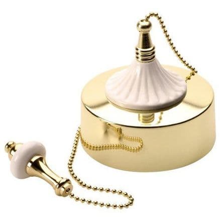 Polished Brass/White Decorative Ceiling Light Pull Switch FPK1-WH-39