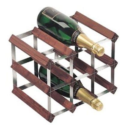 RTA 9 Bottle Assembled Stained Pine Wine Rack WNRK0014