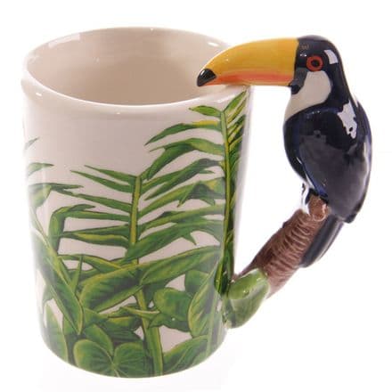 Toucan Shaped Handle Mug with Jungle Decal