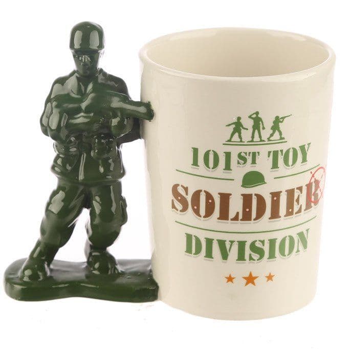 Toy Soldier Shaped Handle Ceramic Mug