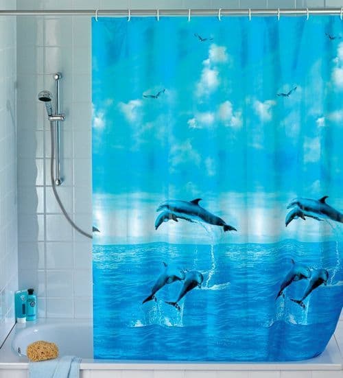 Wenko Dolphin Shower Curtain, Dolphin Shower Curtain