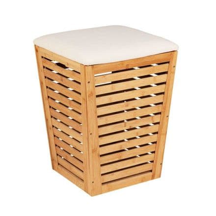Wenko Laundry Chest Bambusa with seat pad conical shape