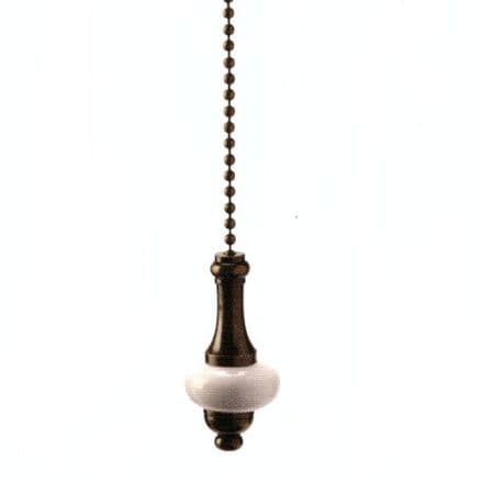 WML Antique Brass with White Ceramic Disk Light Pull