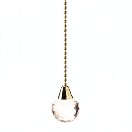 WML Polished Brass  with Acrylic Small Crystal Ball Light Pull