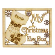 Christmas Eve Box Topper MDF My Reindeer Sack Robin, Our Doves Bells CandyCane