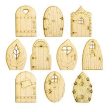 10 Mini Fairy Doors - 10 designs to chose from (N-X) - 3mm MDF wood, Laser Cut