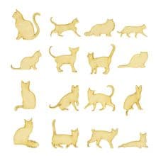 16 Cats Laser Cut 3mm MDF Craft Blank Different Cat Shapes 30mm, 40mm, 50mm tall