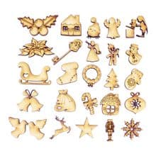 25 Advent Toppers With 25 Numbers 3mm MDF Wood Christmas Calendar Characters