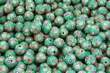 25 x 11-12mm Handmade Polymer Clay Fimo floral green flower Beads –Multi Daisy
