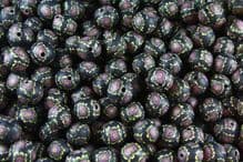 25 x 13-14mm Handmade Polymer Clay Fimo floral black flower Beads - Purple Night
