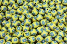 25 x 13-14mm Handmade Polymer Clay Fimo yellow flower Beads - Tahoka Amarillo