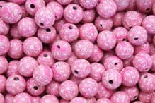 25 x 9-10mm Handmade Polymer Clay Fimo floral flower Beads – Aztec Pink