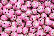 25 x 9-10mm Handmade Polymer Clay Fimo floral flower Beads – Margherita Pink