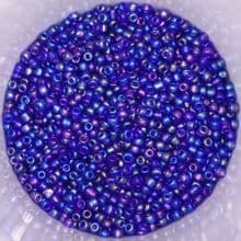 25g 2mm Glass Seed Beads – Blue AB (Aurora Borealis)