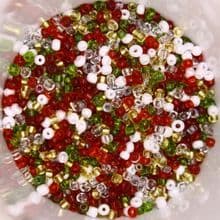25g 2mm Glass Seed Beads – Christmas Holiday Mix