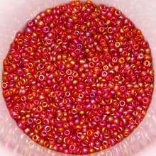 25g 2mm Glass Seed Beads – Light Siam AB (Aurora Borealis)