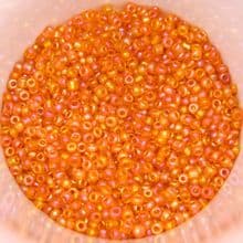 25g 2mm Glass Seed Beads – Orange AB (Aurora Borealis)