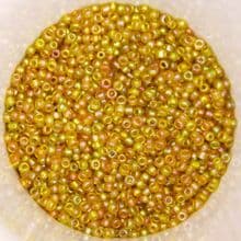 25g 2mm Glass Seed Beads – Yellow AB (Aurora Borealis)